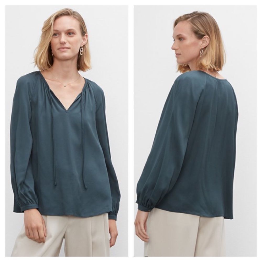Club Monaco Tie Neck Swing Top. Black, Size XL. NWT. - Picture 10 of 11